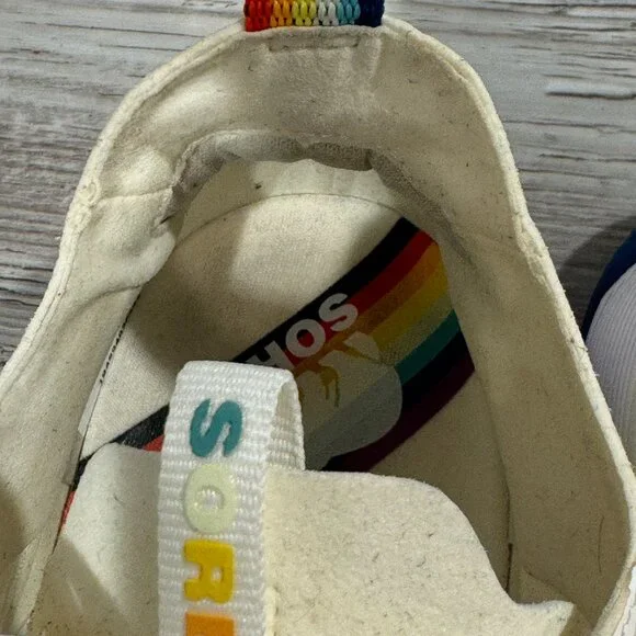 Sorel Kinetic Rush Ripstop Nylon Sneaker Shoe LM4603 Rainbow Pride White Men 8.5